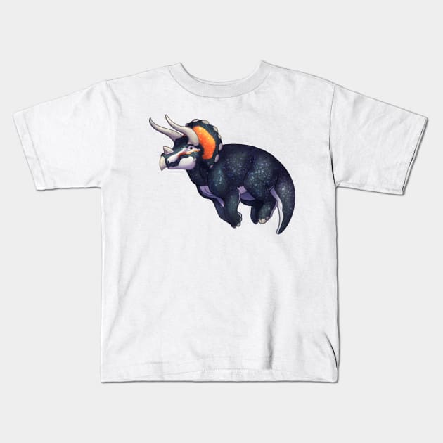 Cozy Triceratops Kids T-Shirt by Phoenix Baldwin